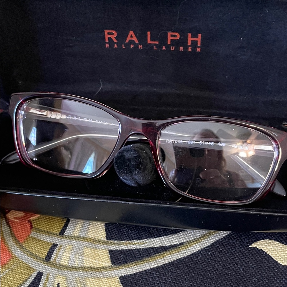 Ralph Lauren Glossy Burgundy Rectangular Glasses